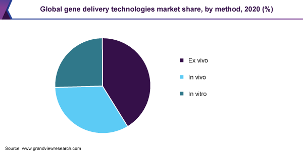 全球基因传递技术市场份额，按方法分列，2020年(%)