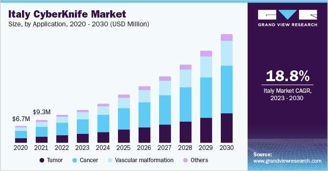 意大利射波刀市场规模，各用途，20乐鱼体育手机网站入口20 - 2030年(百万美元)